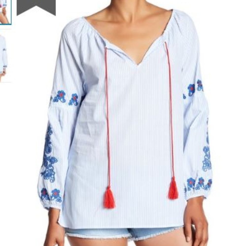 Romeo & Juliet Couture Embroidered Striped Blouse